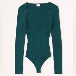NEW Corset Sweetheart Sweater Bodysuit Teal XXS